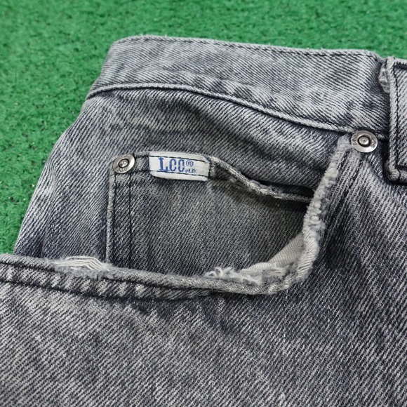 VINTAGE LEE USA MADE CHARCOAL WASH GREY DENIM BLUE JEANS 36X32 (33X30) - Picture 6 of 16